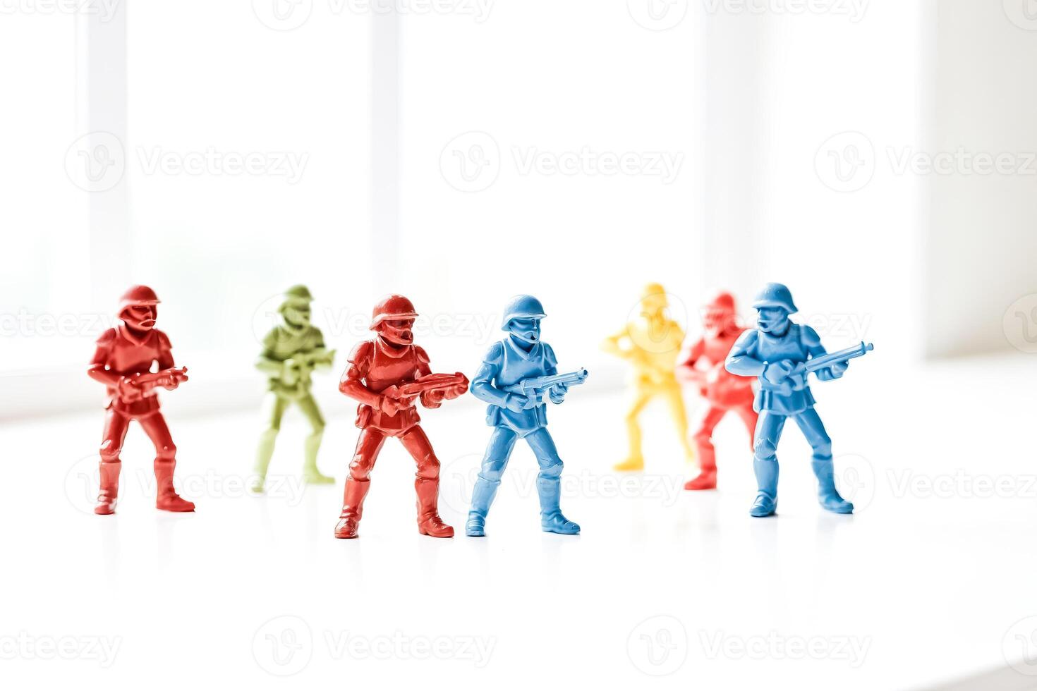 Colorful Toy Soldiers Standing In A Row photo