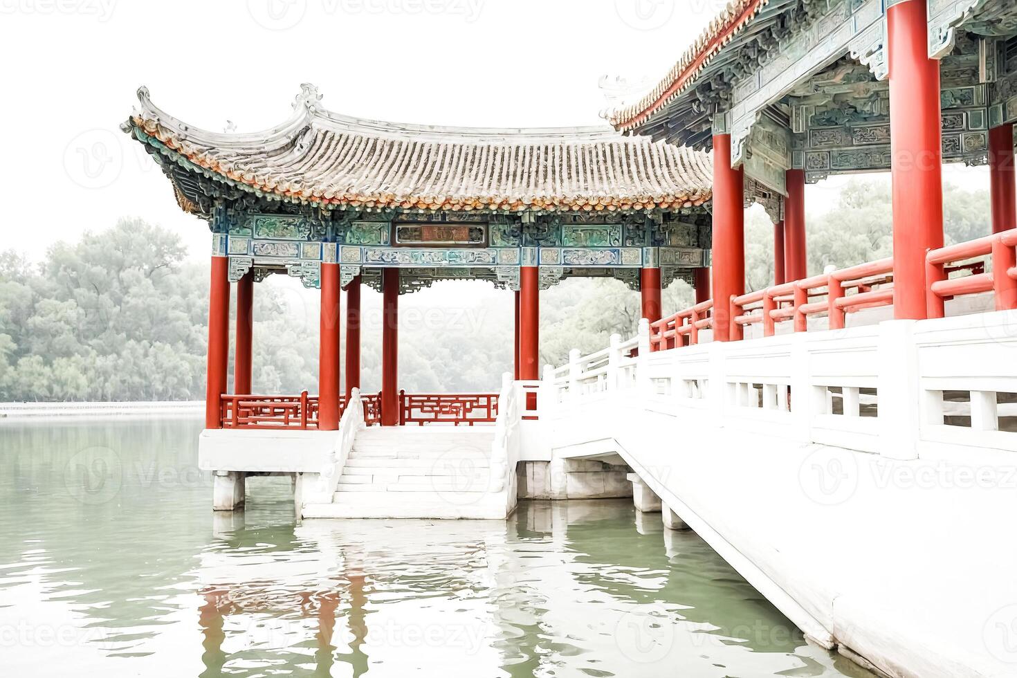 Traditional Chinese Pavilion Over Water photo