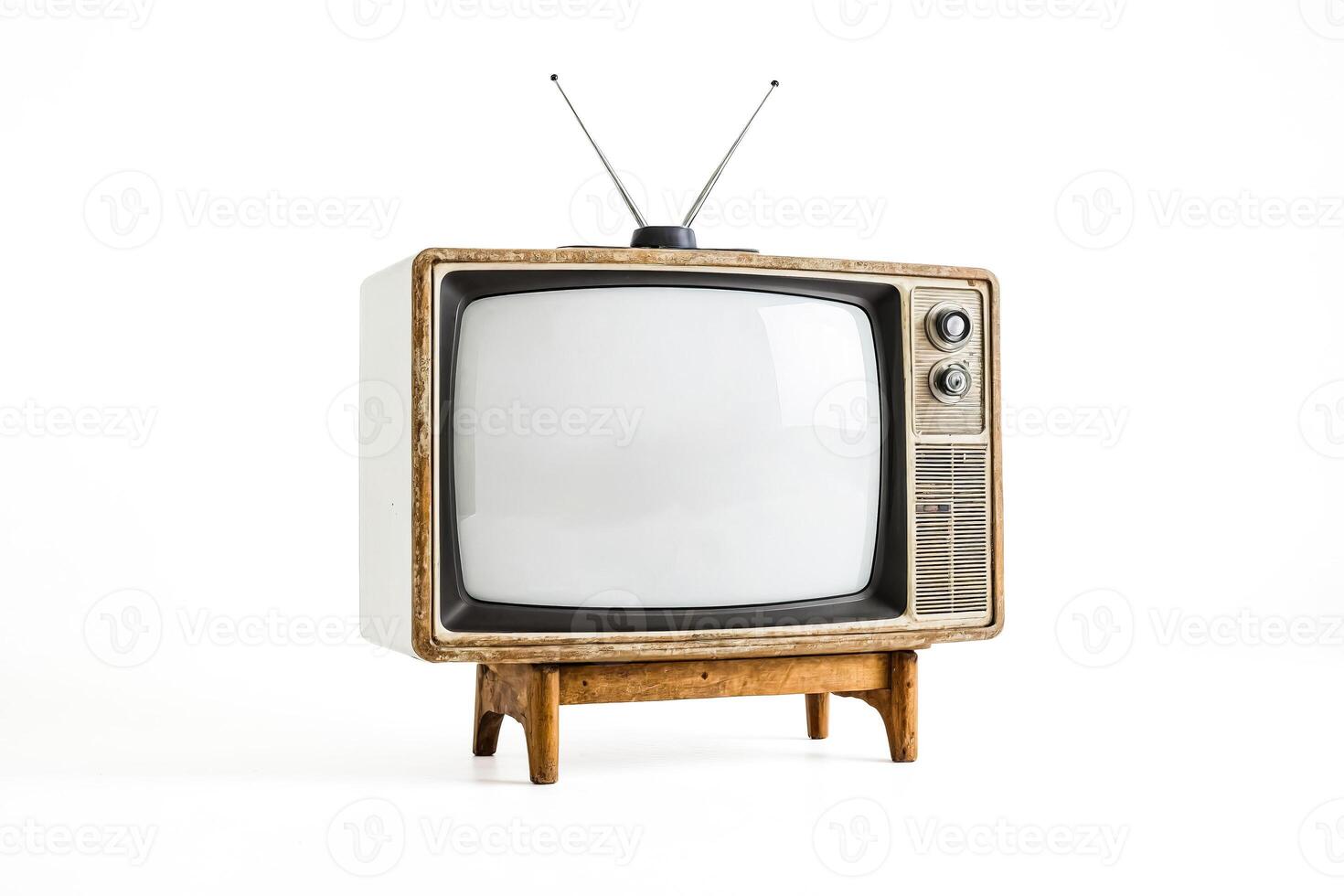 Retro Television Set on White Background photo