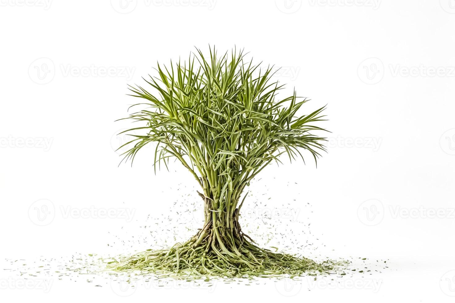 Green plant with roots exploding outwards photo