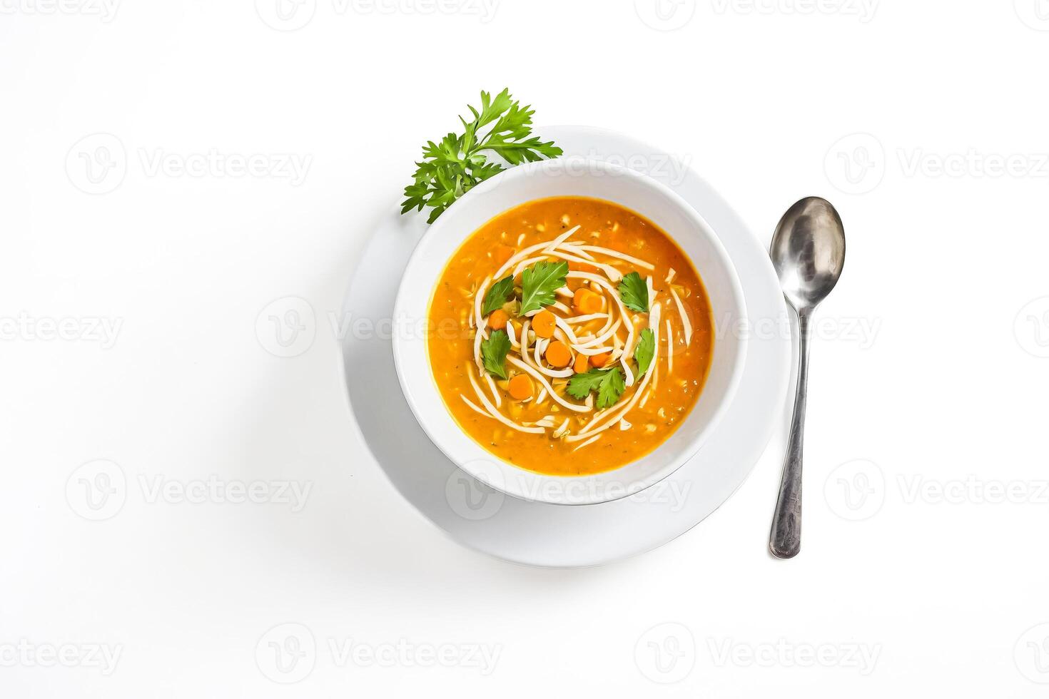 Creamy Carrot Soup with Parsley and Cheese photo