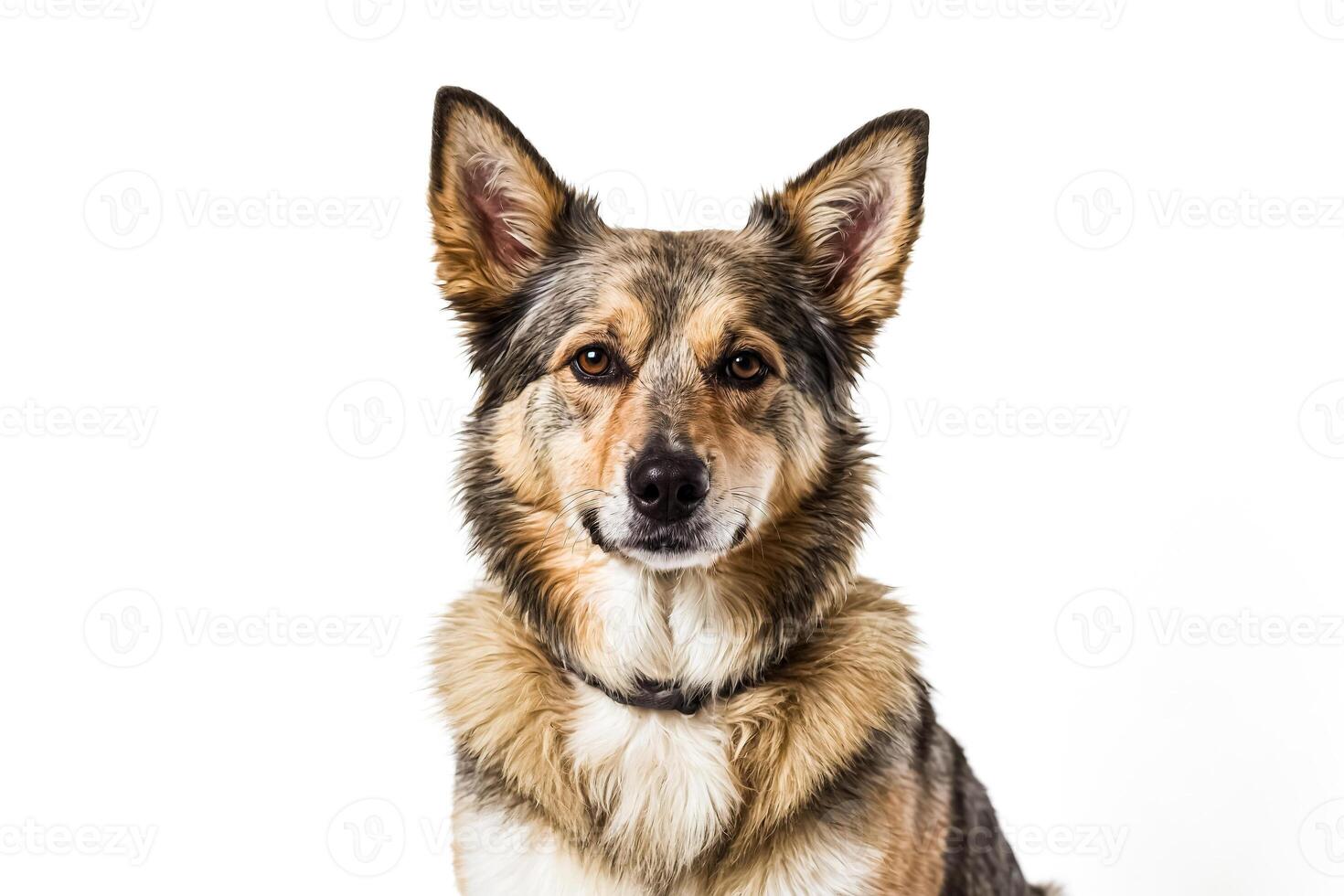 Portrait of a brown and white dog with floppy ears photo