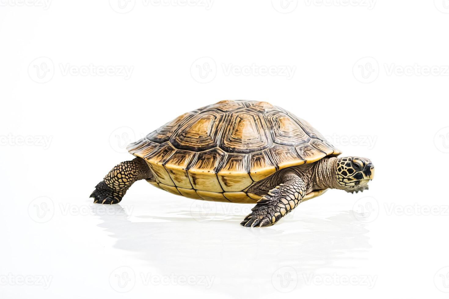 Turtle Walking on White Background photo