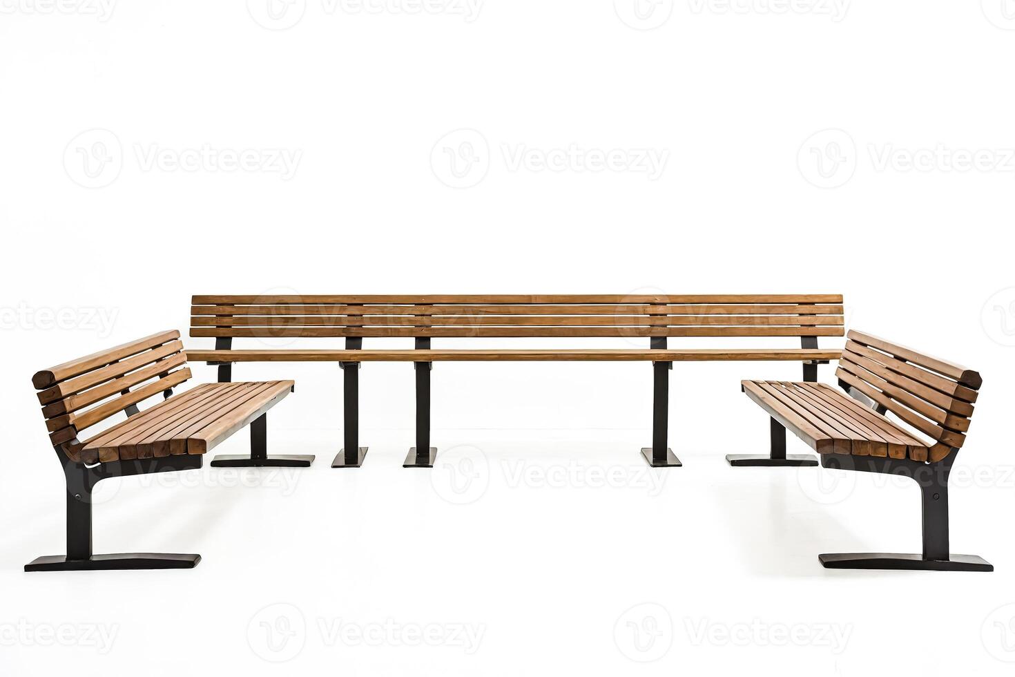 Wooden Bench with Metal Legs photo