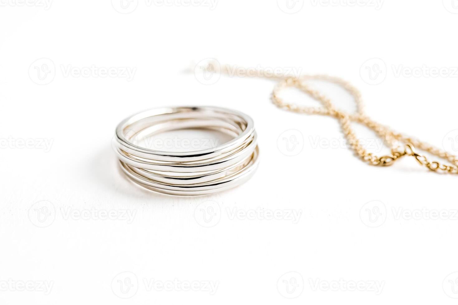 Silver Ring on a White Background photo