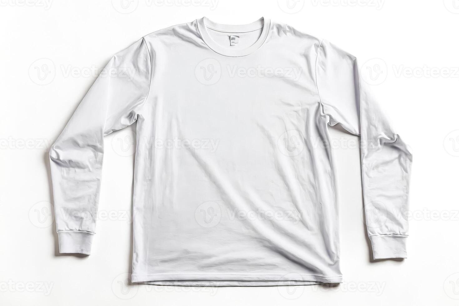 White Long Sleeve T-Shirt Mockup on White Background photo