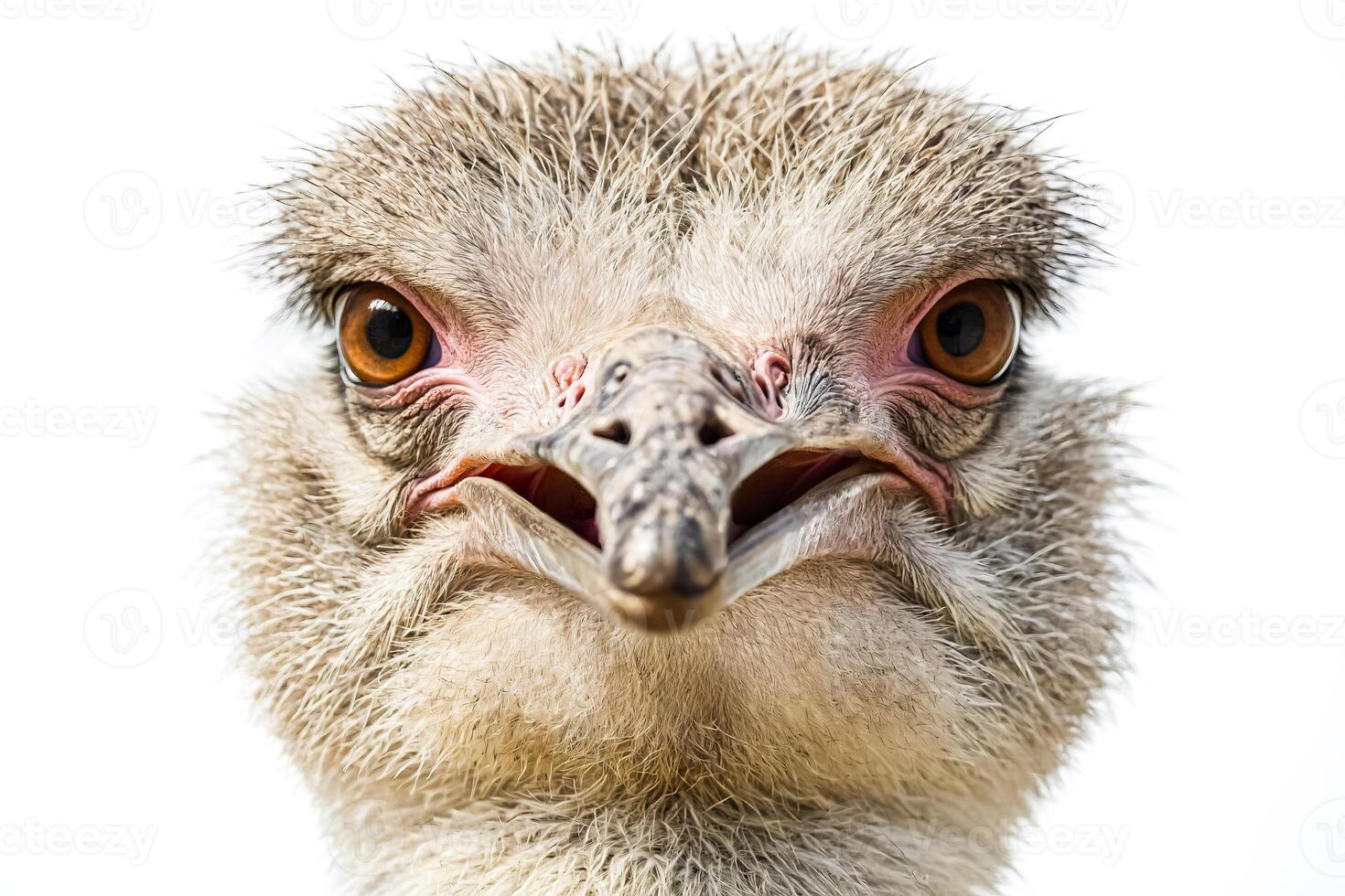 Ostrich Headshot with Open Mouth photo