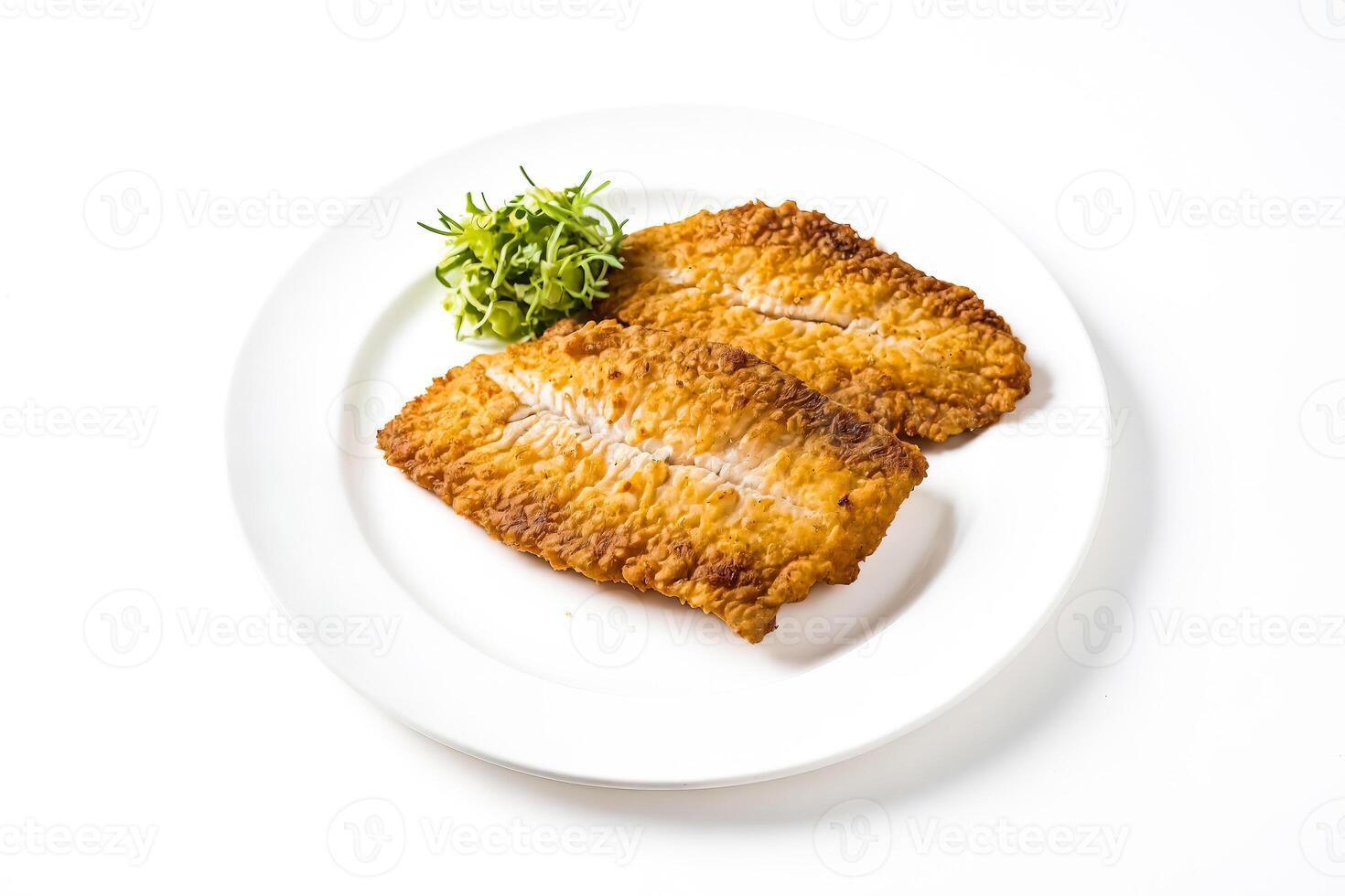 Crispy Fried Fish Fillet on a White Plate photo