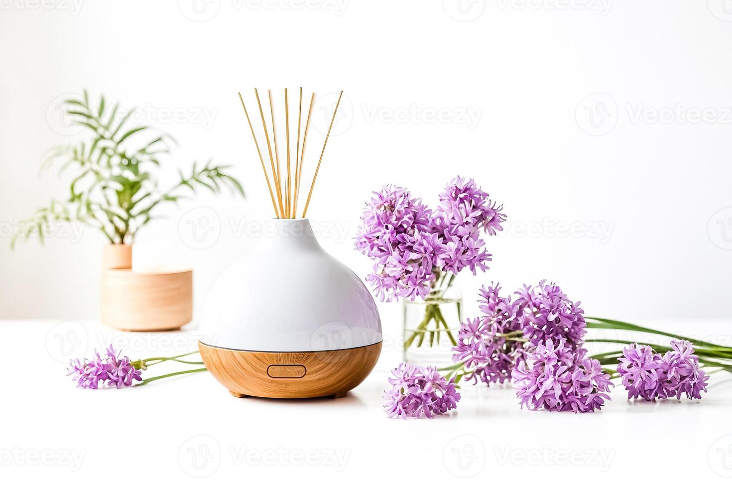 Aromatherapy Diffuser with Purple Flowers photo