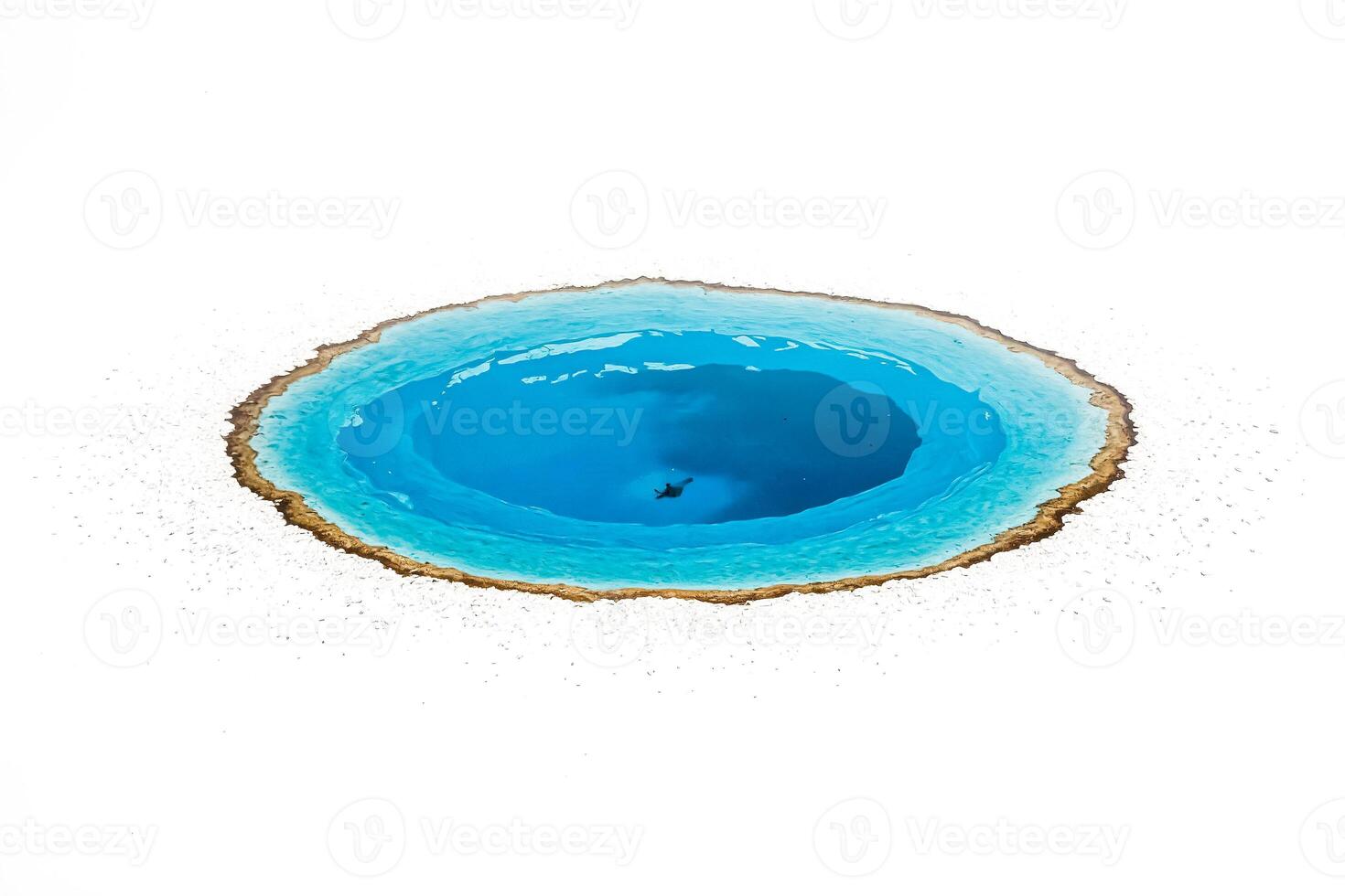 Aerial View of a Hot Spring in Yellowstone National Park photo