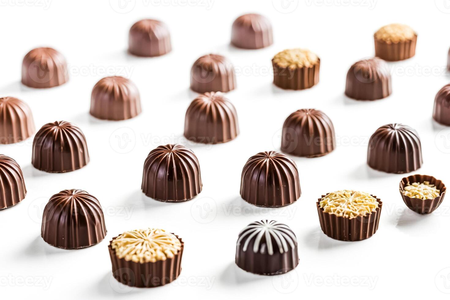 Assorted Chocolate Truffles on White Background photo