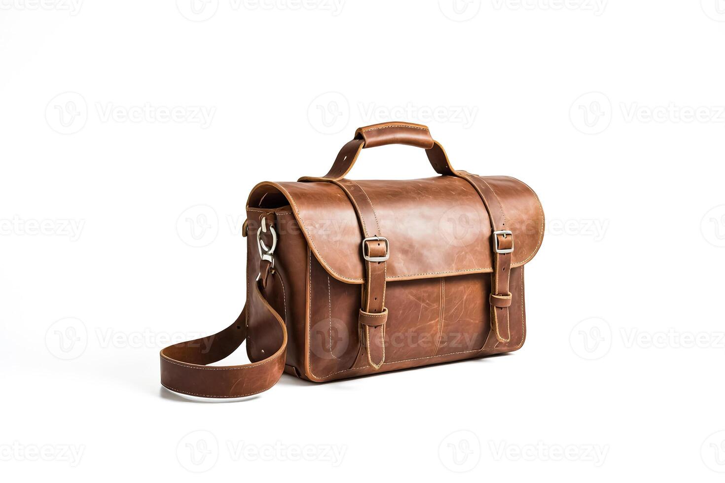 Leather Briefcase on White Background photo