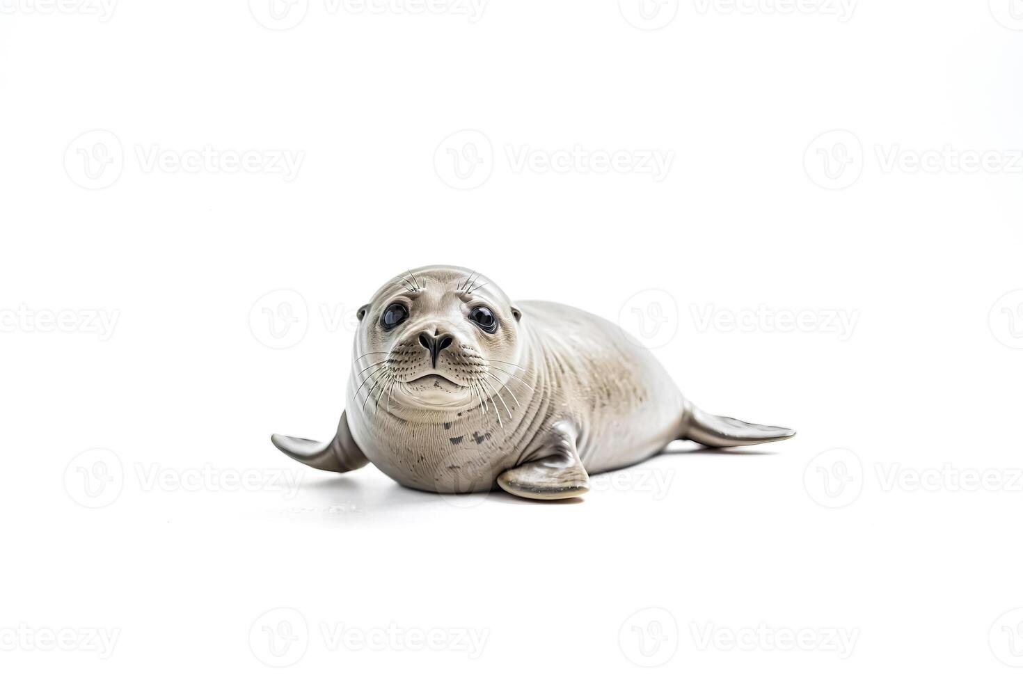Adorable baby seal pup on white background photo