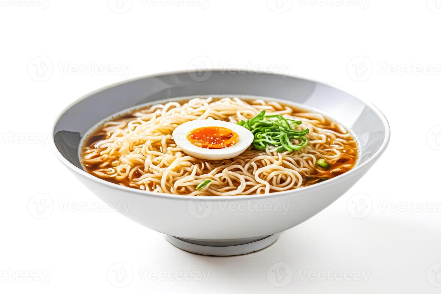 Ramen Noodle Soup with Egg and Green Onions photo