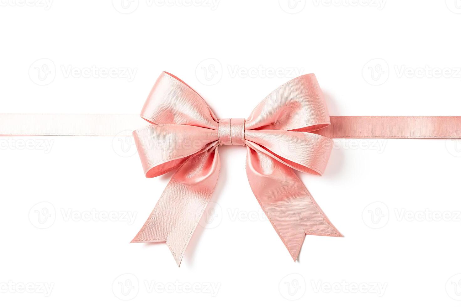 Pink Bow with Ribbon on White Background photo