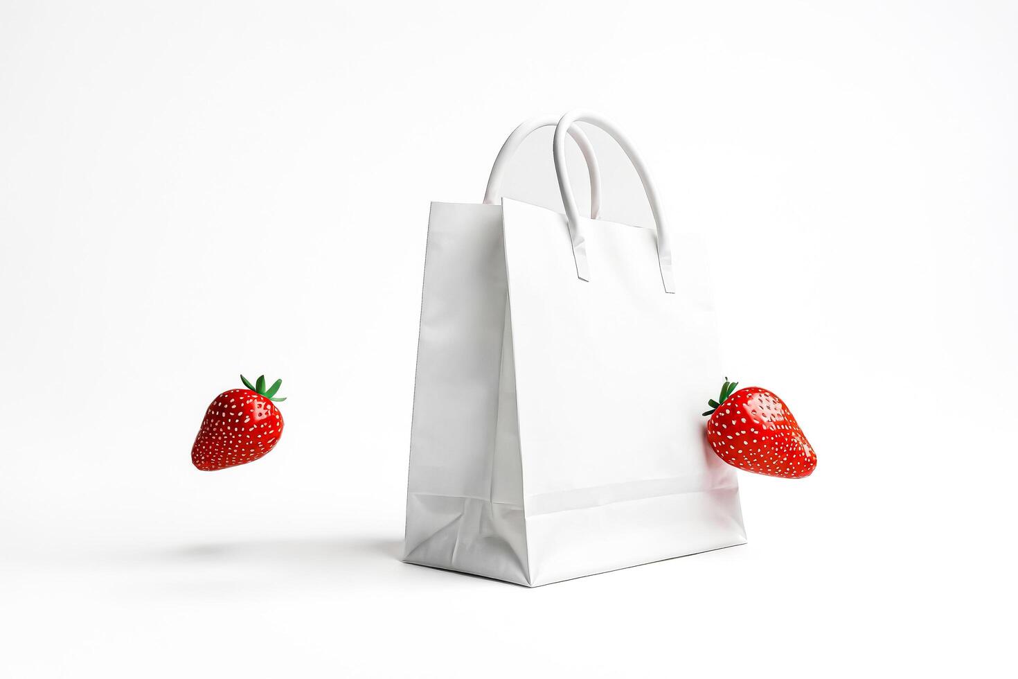 White Paper Bag with Strawberries photo