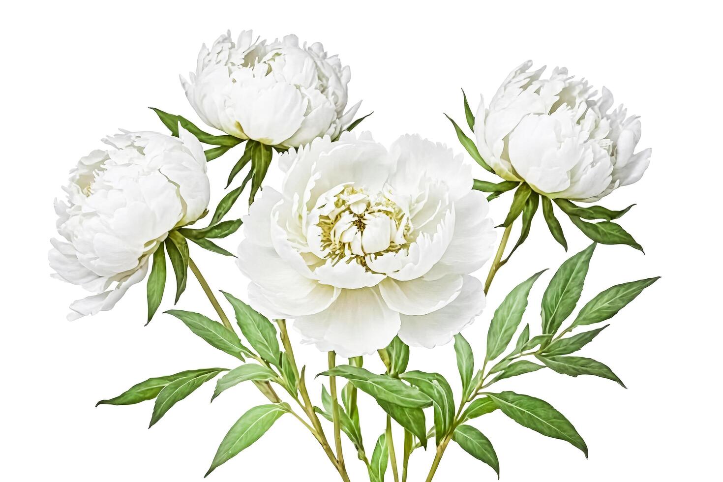 White Peony Flower Bouquet Isolated on White Background photo