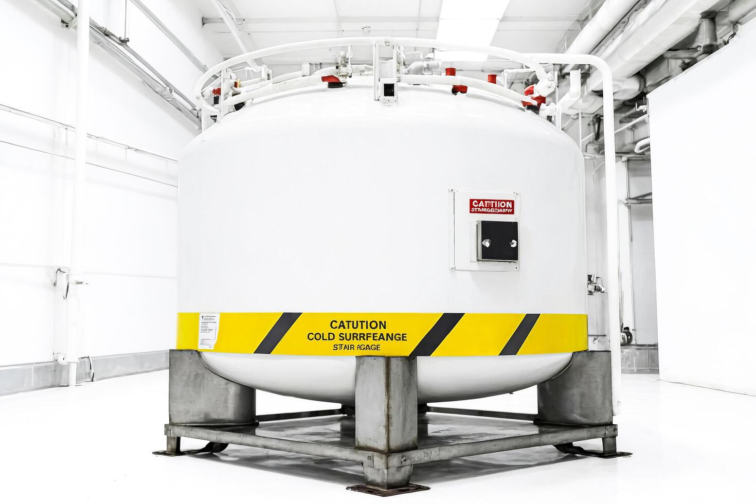 Large Industrial Tank with Warning Signs photo
