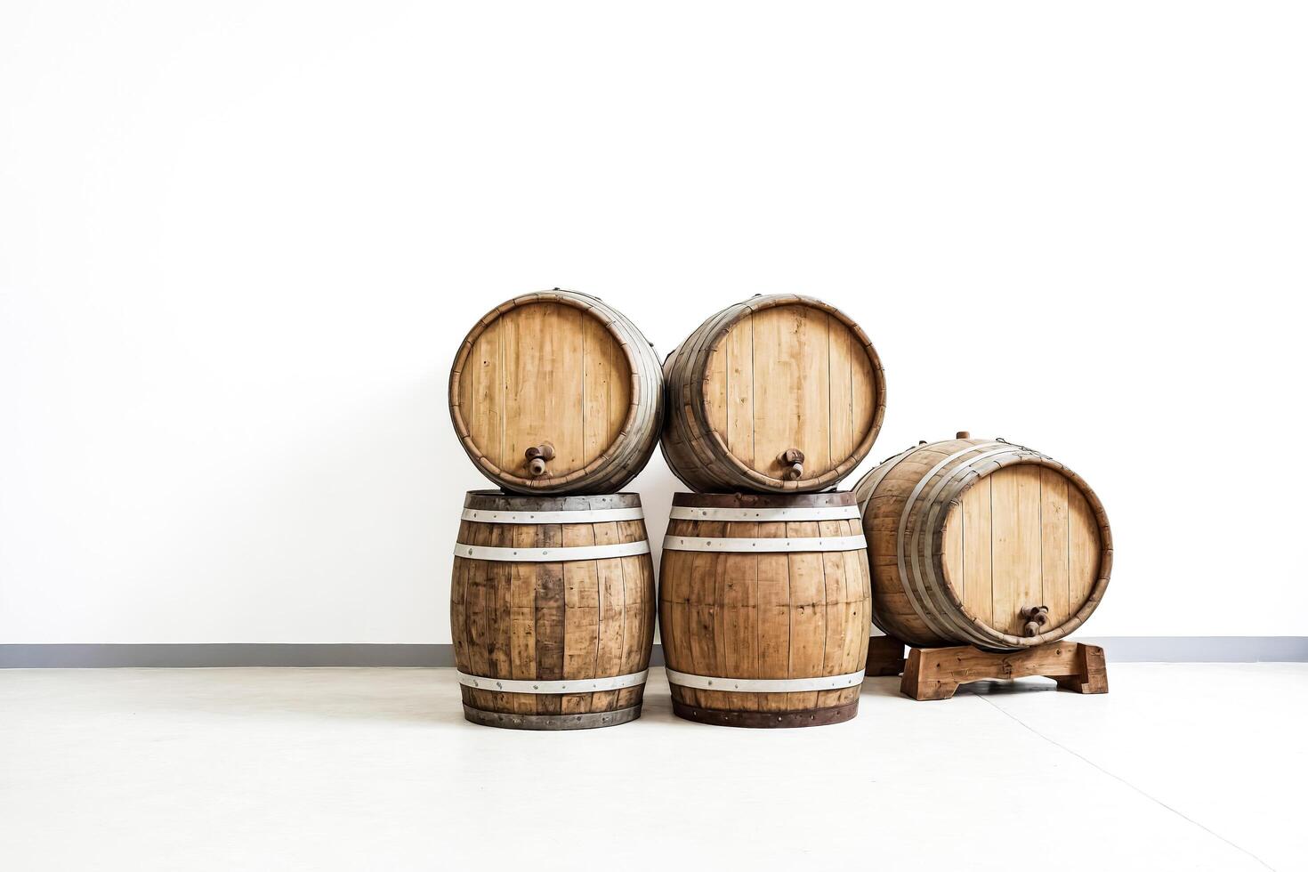 Wooden Barrels on White Background photo