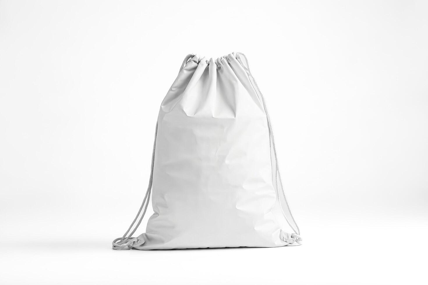 White Drawstring Bag Mockup photo