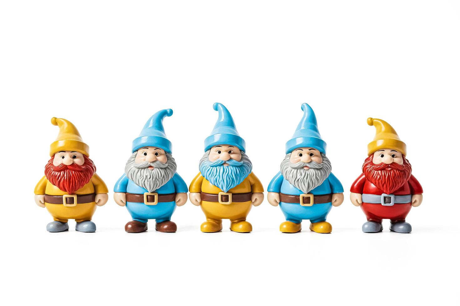 Five Garden Gnomes Standing in a Row photo
