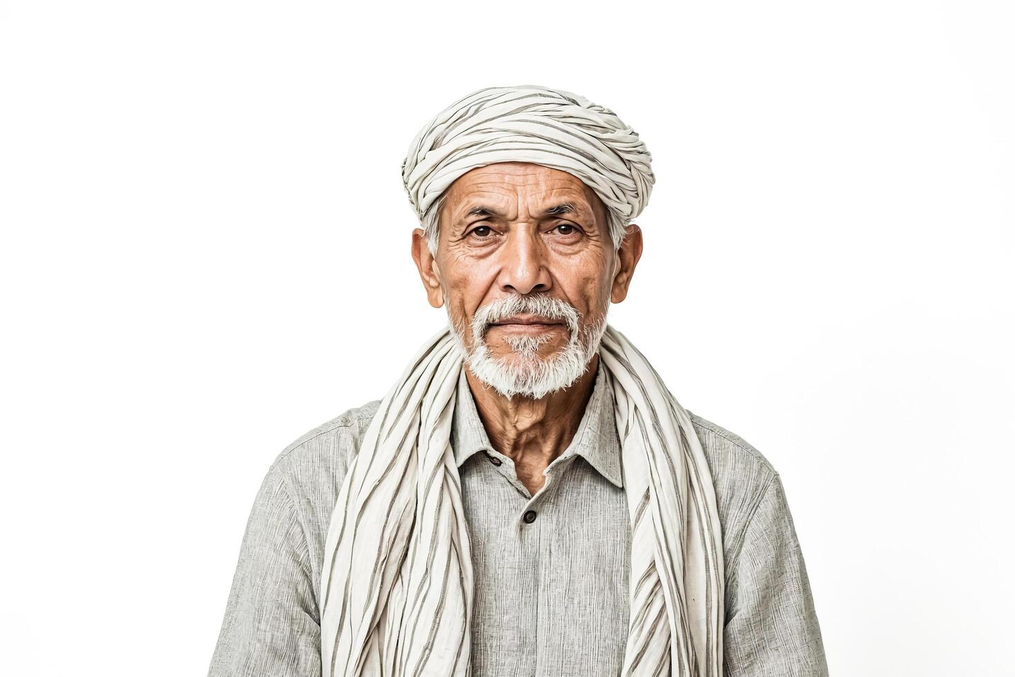 Portrait of an elderly man wearing a white turban photo
