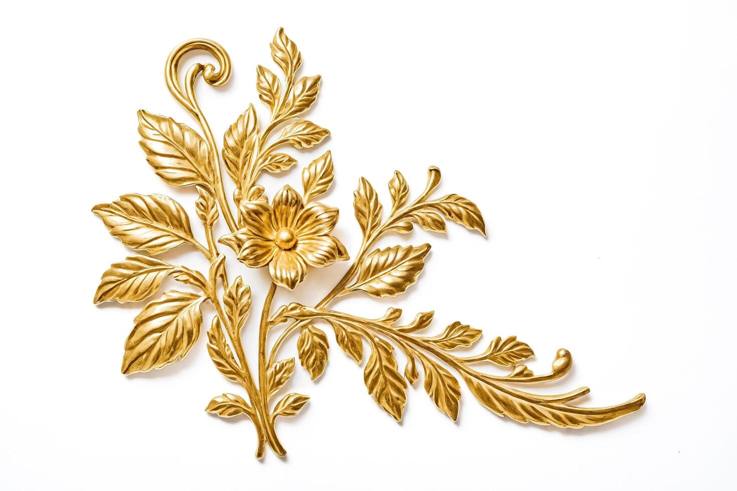 Golden Floral Ornament on White Background photo