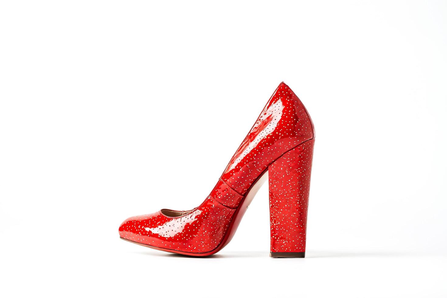 Red High Heel Shoe with White Polka Dots photo