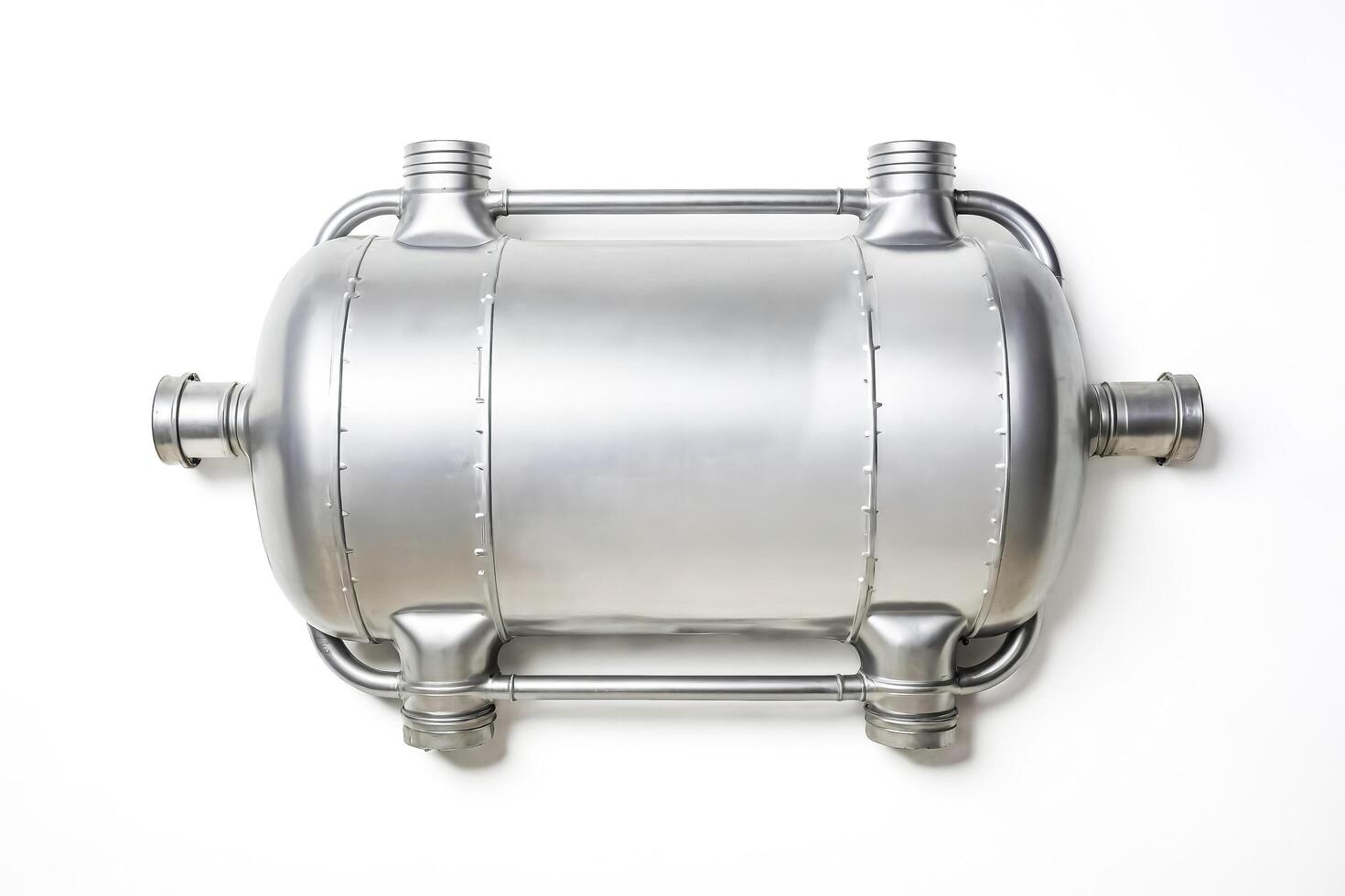 Silver Industrial Tank with Multiple Pipes photo