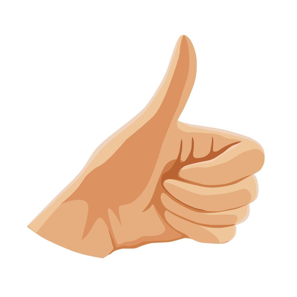 Human hand showing likes. illustration depicts thumbs up gesture in flat style. View of emoji for card, banner, flyer, poster design for left handers day vector