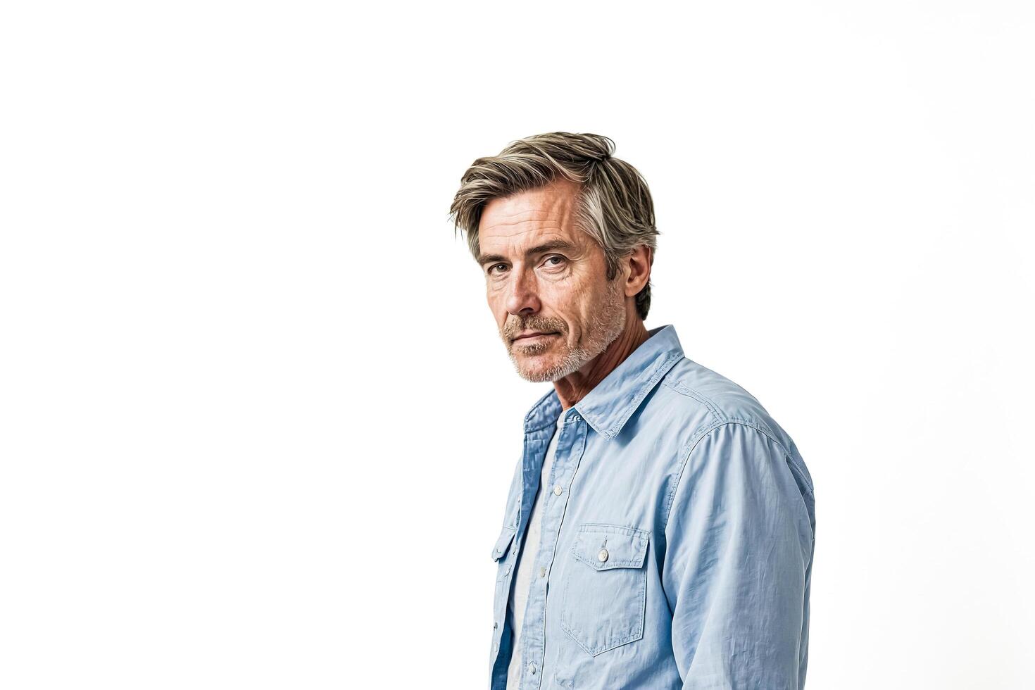 Portrait of a Mature Man in a Blue Shirt photo