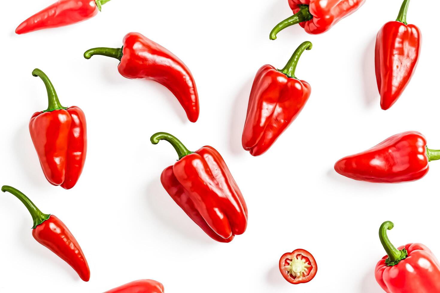 Red Bell Peppers on White Background photo