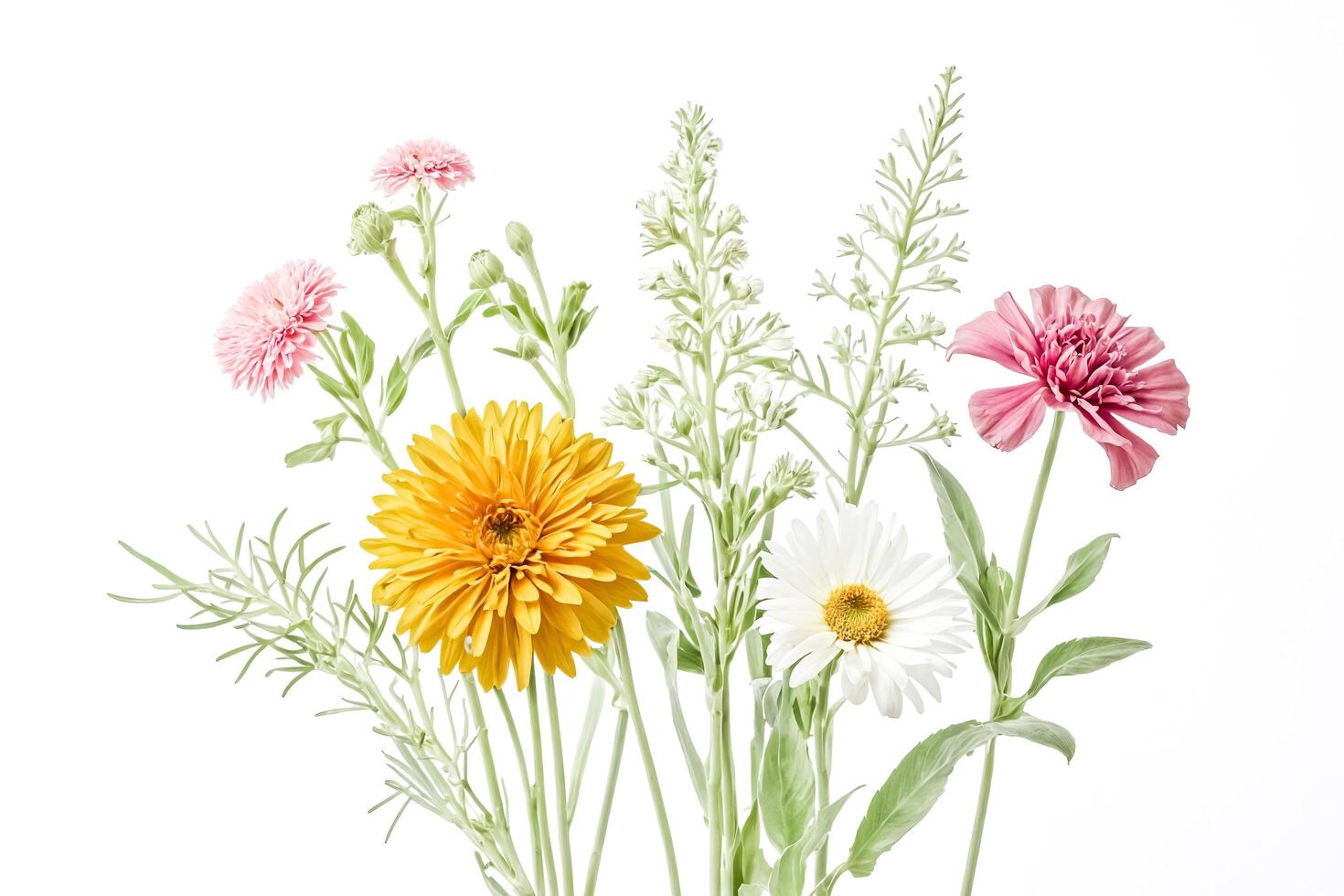 Spring Flowers Bouquet Isolated on White Background photo
