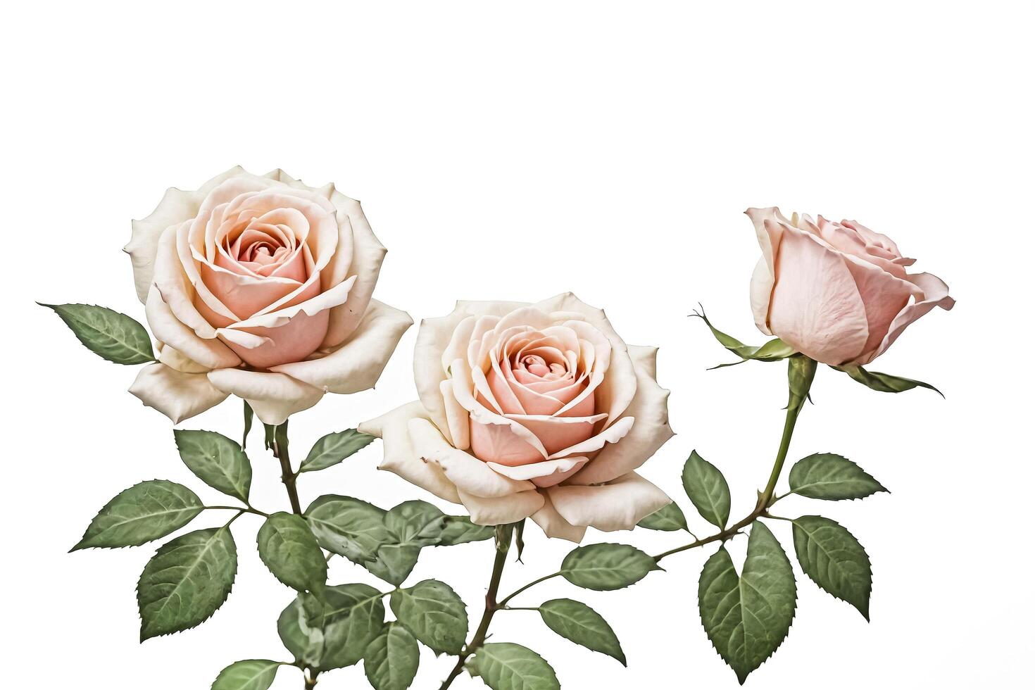 Elegant Pale Pink Roses with Green Leaves photo