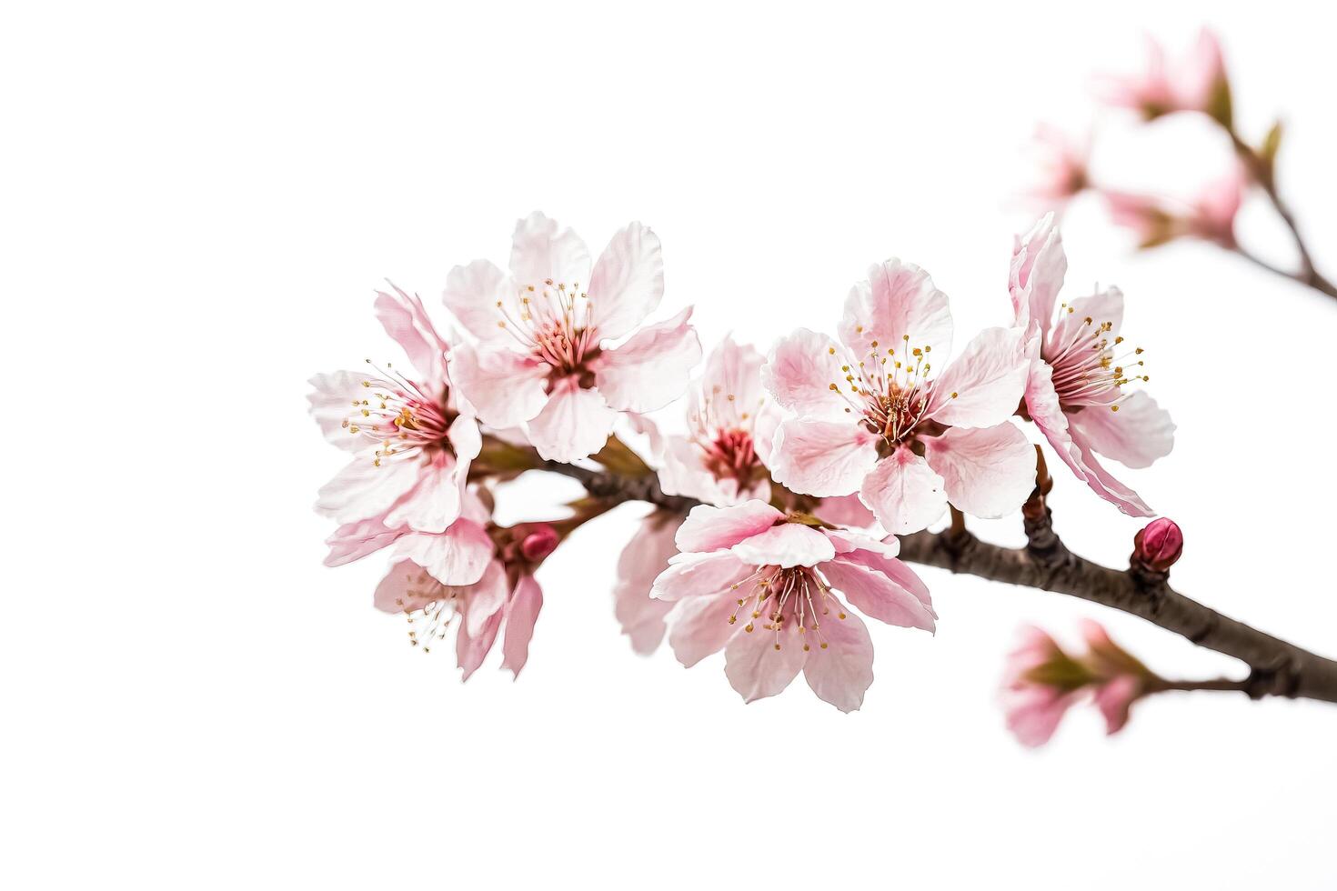Delicate Pink Cherry Blossoms on a Branch photo