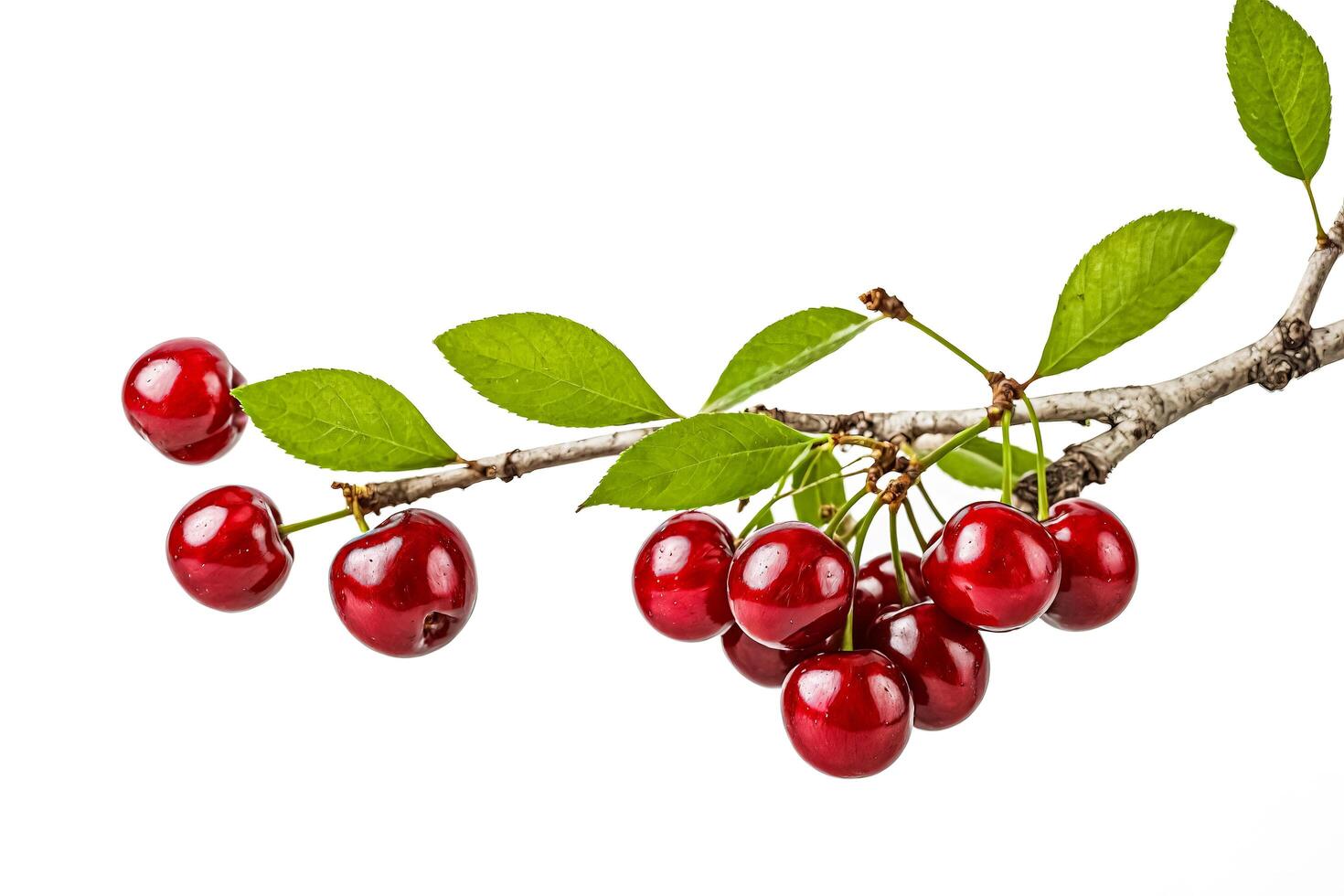 Fresh Cherries on a Branch photo