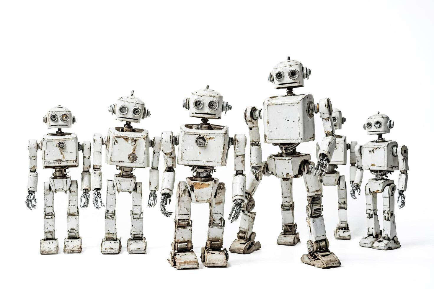 Row of Vintage White Robots photo