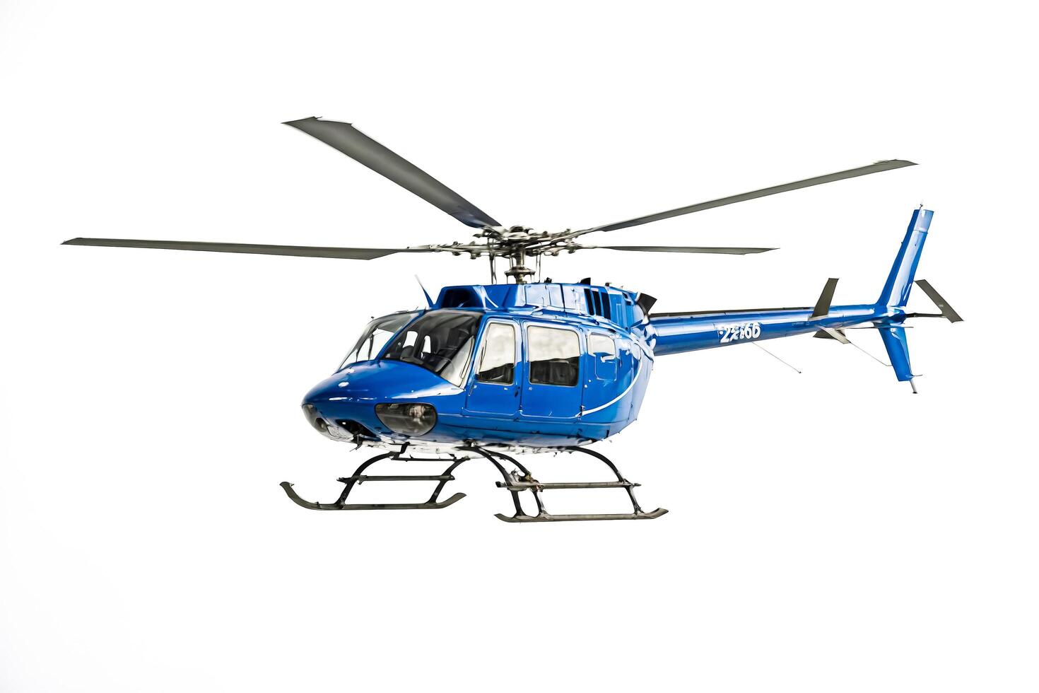 Blue Helicopter Isolated On White Background photo