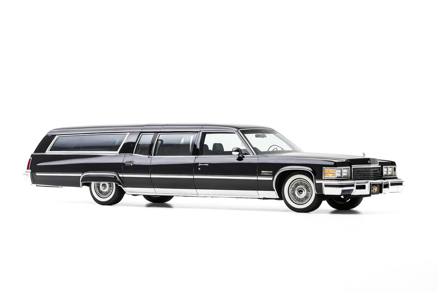 Black Cadillac Limousine on White Background photo