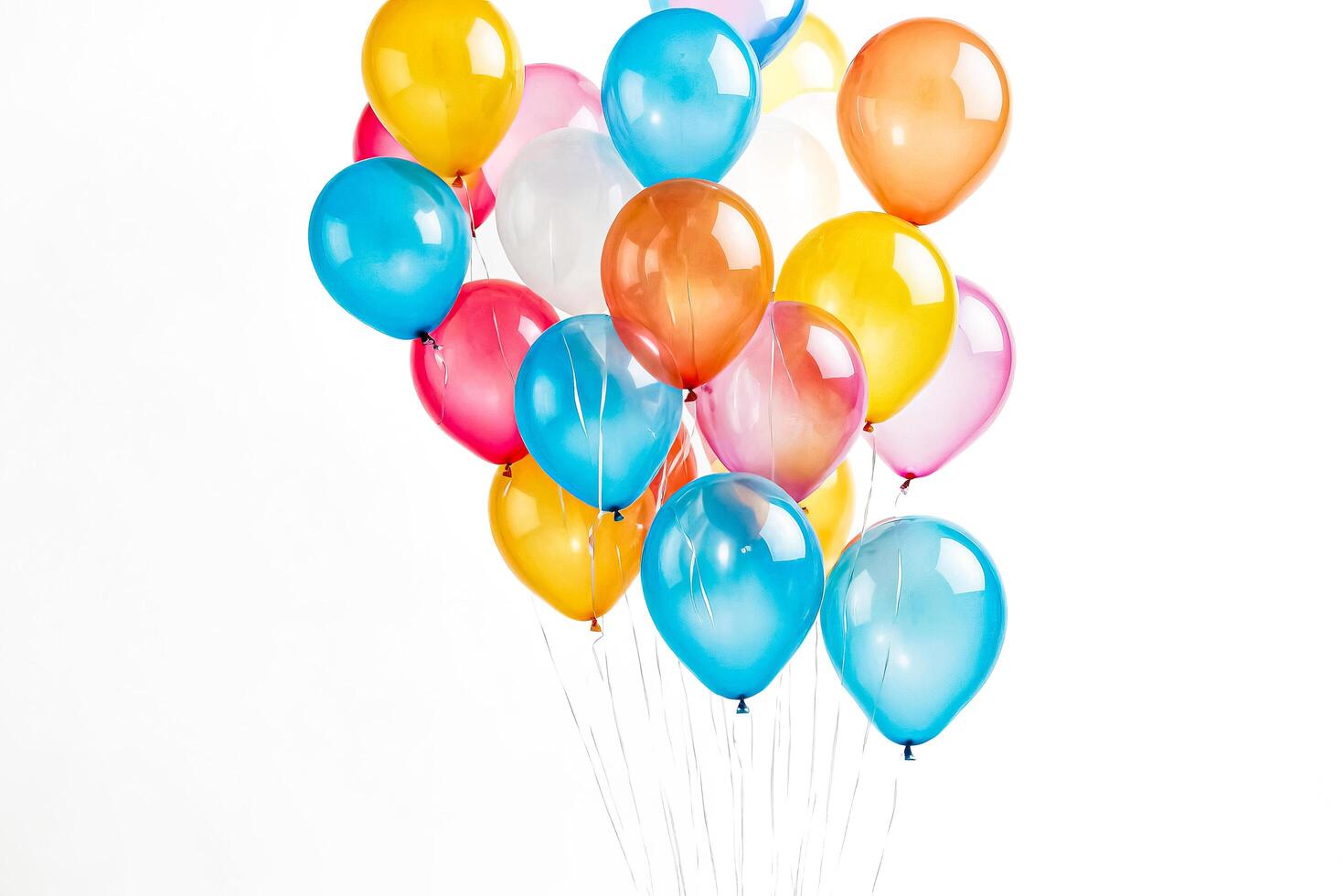 Colorful Balloons Floating on White Background photo