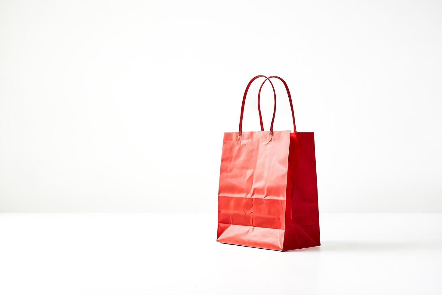 Red Paper Bag Isolated on White Background photo