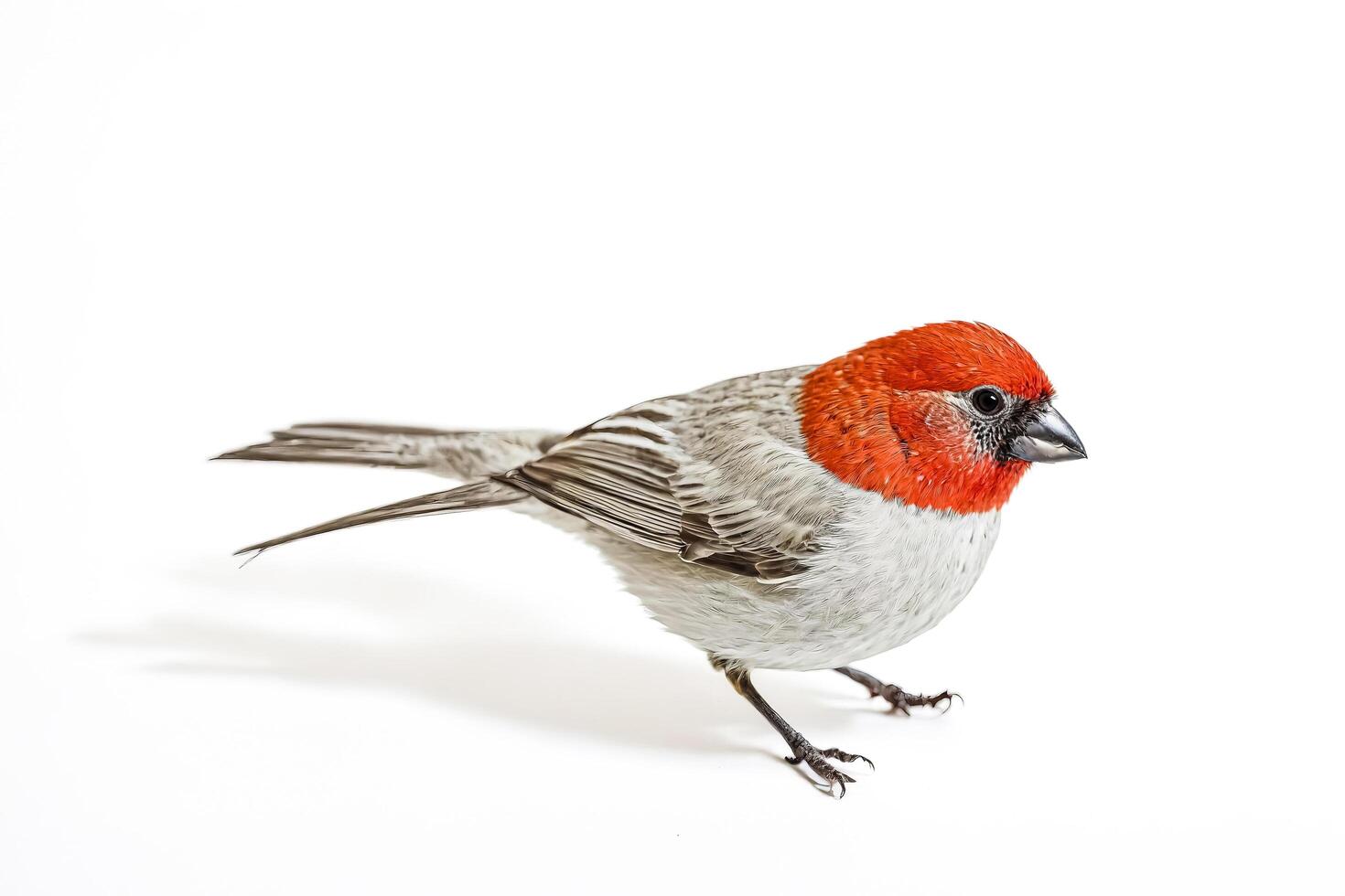 Red-Crested Finch Isolated on White Background photo