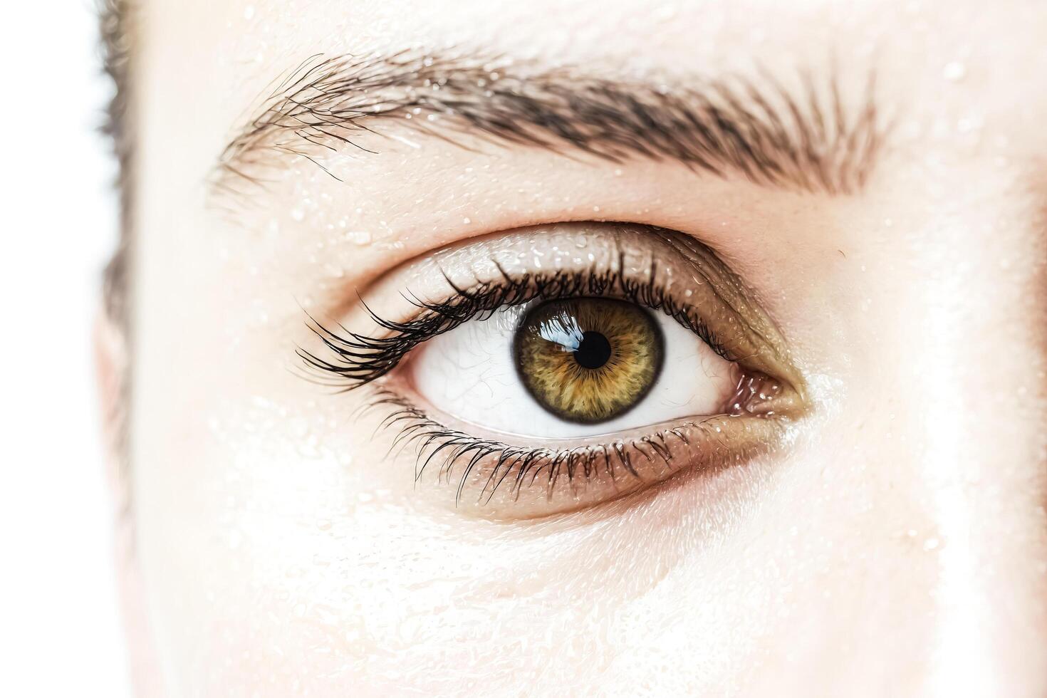 Closeup of a woman's eye with green iris photo