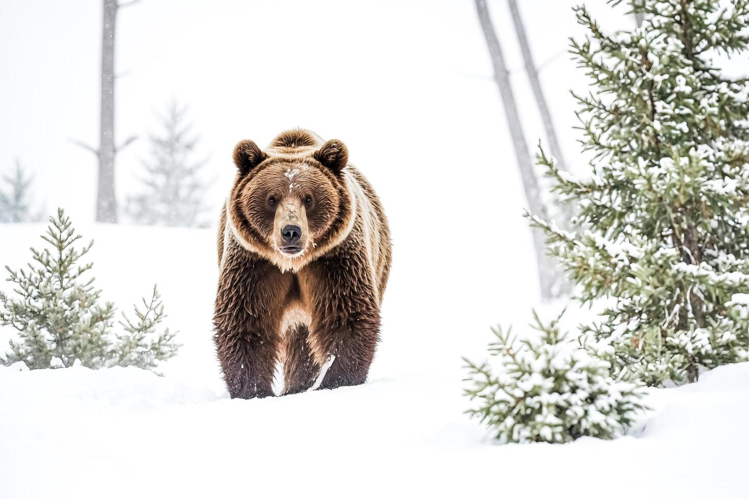 Grizzly Bear in a Snowy Forest photo