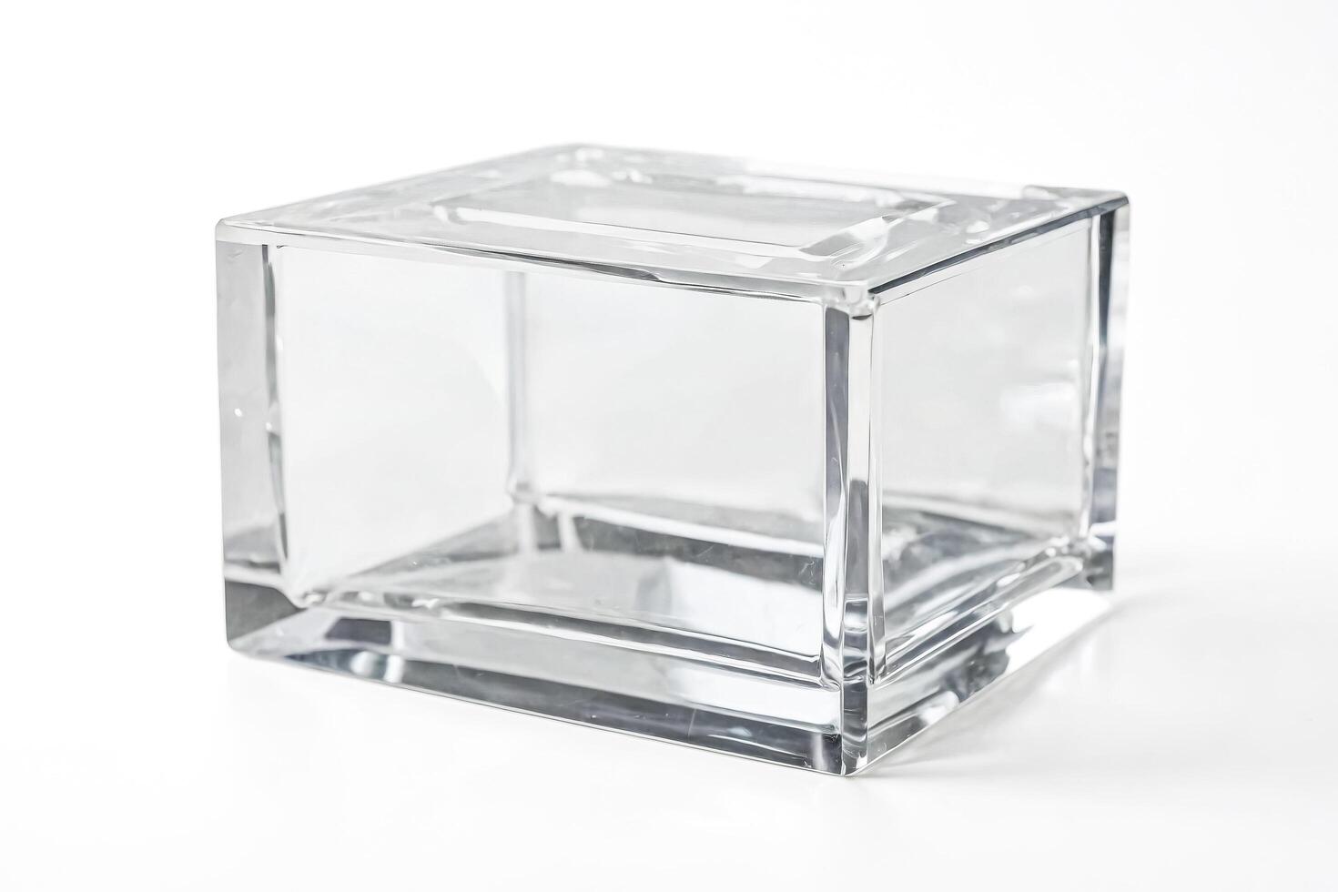 Clear Glass Square Container on White Background photo
