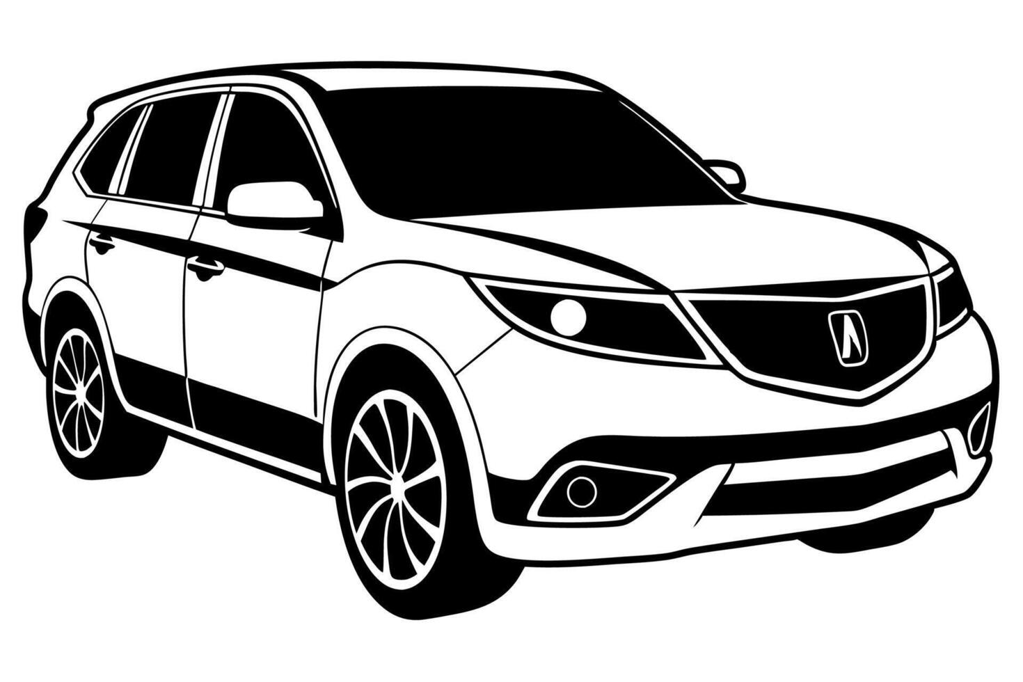 Acura MDX Car Illustration Cartoons, Clipart, Line Art Design, Acura MDX car illustration with white background cartoons, clipart, line art design vector