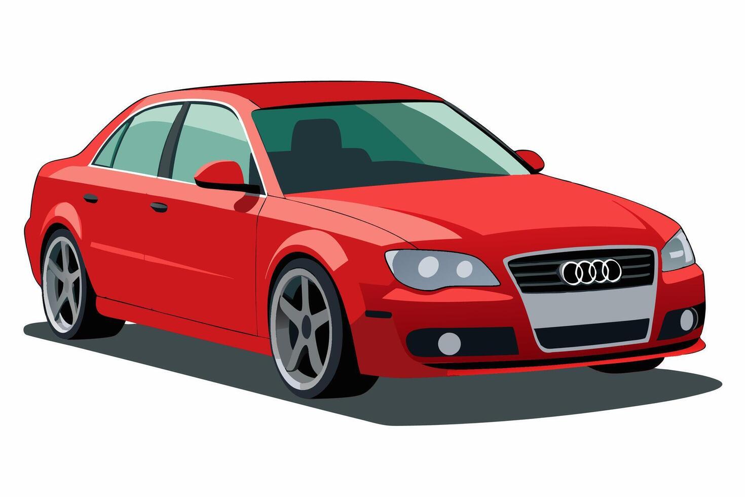 Audi A4 Car Illustration Cartoons, Clipart, Line Art Design on White Background, Audi A4 Car illustration clean, detailed, and versatile design for various uses. vector