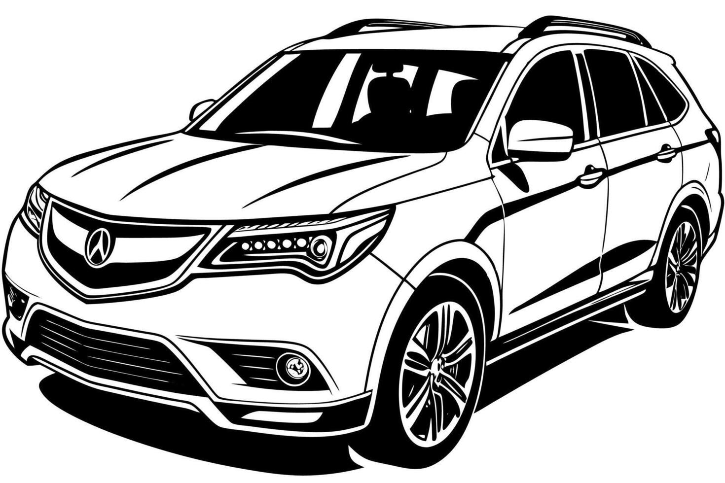 Acura MDX Car Illustration Cartoons, Clipart, Line Art Design, Acura MDX car illustration with white background cartoons, clipart, line art design vector