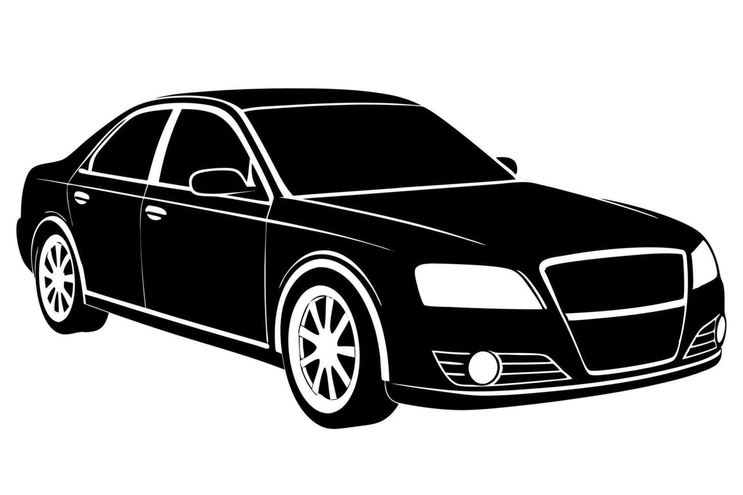Audi A4 Car Illustration Cartoons, Clipart, Line Art Design on White Background, Audi A4 Car illustration clean, detailed, and versatile design for various uses. vector