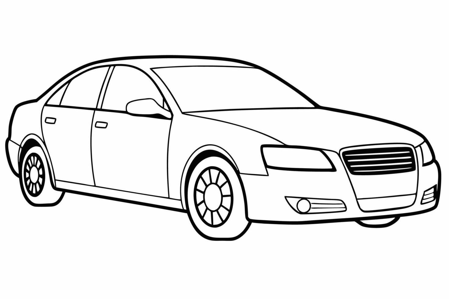 Audi A4 Car Illustration Cartoons, Clipart, Line Art Design on White Background, Audi A4 Car illustration clean, detailed, and versatile design for various uses. vector
